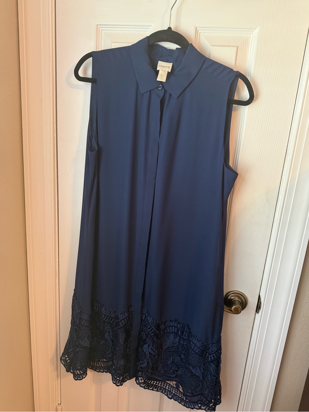 Chico's Navy Button-Front Blouse